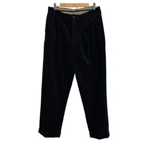 Polo Ralph Lauren Mens 34x30 Navy‎ Corduroy Cuffed Pants Vintage Classic Pleated